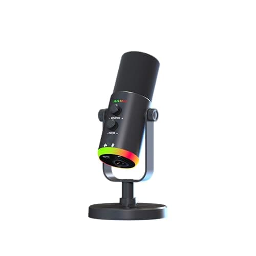 bonkyo USB/XLR Dynamic Microphone for Podcasting, Gaming Streaming Mic with RGB Light, Mute Button, Noise Cancellation, Desktop Stand