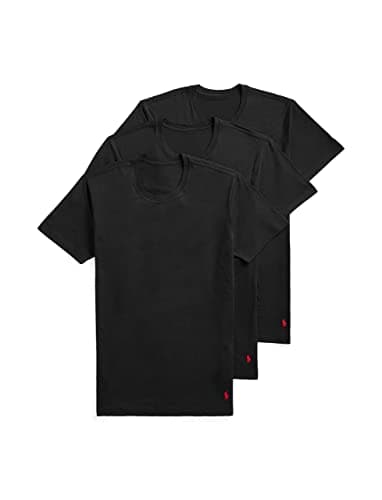 POLO RALPH LAUREN 4D-Flex Lux Cotton Blend Short Sleeve Undershirt Crews 3-Pack 3 Polo Black MD