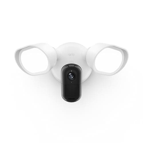 Arlo Wired Floodlight Camera | Home Security Camera with 2K Video and HDR | 2000 Lumens | Integrated Siren, Weather-Resistant, Color Night Vision, 160º Field of View, 2-Way Audio, White (2025)