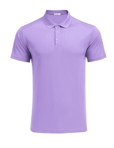 PINSPARK Men's Golf Polo Shirts Moisture Wicking Quick Dry Performance Short Sleeve Collared Shirt Slim Fit Athletic Polos Purple