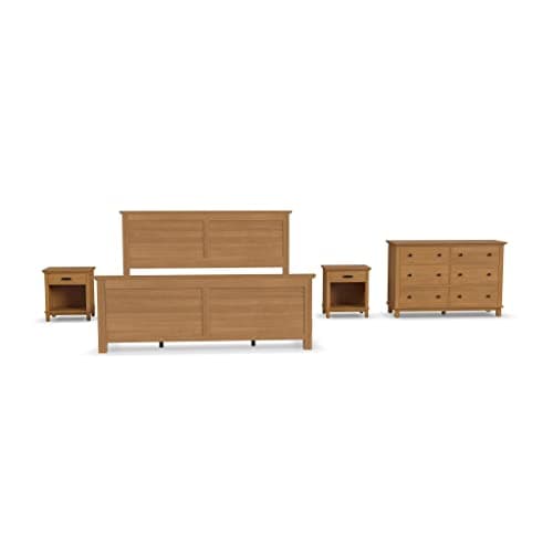 Homestyles Oak Park King Bed, Two Nightstands and Dresser, Brown