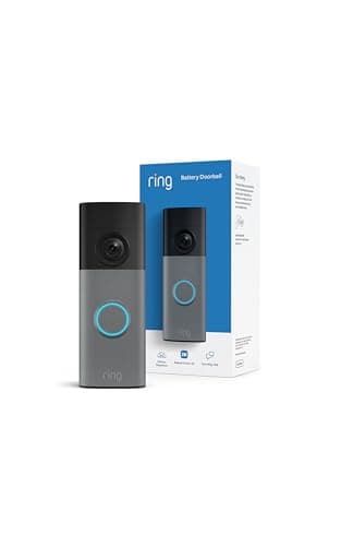 Ring Battery Doorbell (newest model) — Retinal 2K with wide-angle video, up to 6x Enhanced Zoom, Two-Way Talk, and Built-In Battery, Speckled Gray