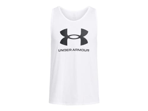 Under Armour Men's Sportstyle Logo Tank Top, (100) White / / Black, Medium