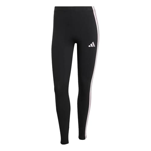 Adidas Women's Essentials 3-Stripes Cotton Leggings, Black/Clear Pink, X-Small