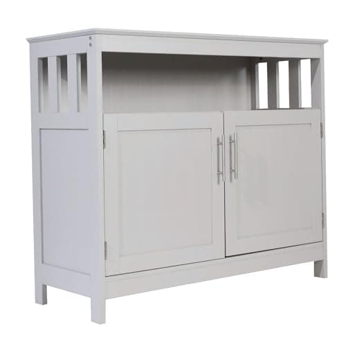 Flash Furniture Mayfield Buffet and Sideboard Cabinet, Double Door Storage Cabinet, Open Upper Storage Shelf, Waterproof Surface, 40" Wide, Gray