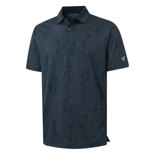 M MAELREG Mens Golf Polo Shirts with 3 Button Heather Breathable Performance Collar Golf Shirts for Men Dry Fit