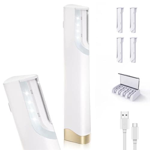 Sonic Dermaplane Razor for Women Face - Rechargeable Sonic Dermaplaning Tool with 5 Blades, Facial Hair Remover for Peach Fuzz & Eyebrows, At-Home Facial Kit for Instant Smoothness（white)