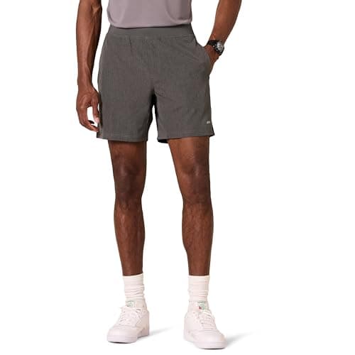 Amazon Essentials Men's Athletic Running Training Shorts, Performance Stretch Woven Workout Shorts, 7“, Charcoal Heather, Large