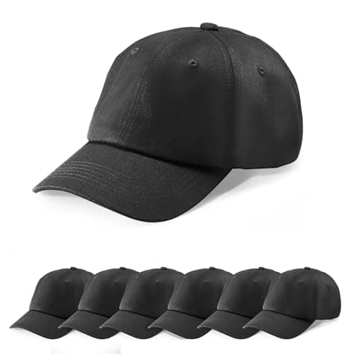 VEVOR Baseball Cap, Plain Baseball Hat with Breathable Pure Cotton Fabric, Adjustable Size, Blank 12 Pack Bulk Caps Ideal for Running, Workouts or Outdoor Activities, 12 Pcs, Black