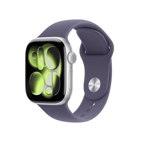 Apple Watch Series 11 [GPS 42mm] Smartwatch with Silver Aluminum Case with Purple Fog Sport Band - S/M. Sleep Score, Fitness Tracker, Health Monitoring, Always-On Display, Water Resistant