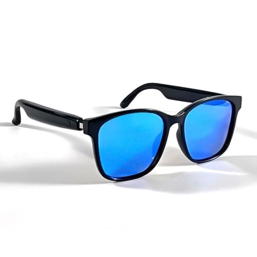 Giinova Smart Glasses Bluetooth for Women with Speaker Anti-Blue Light Polarized Built-in Microphone for Android iOS (White Frame - Blue Light)