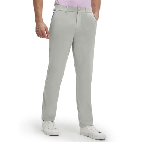 M MAELREG Mens Stretch Work Dress Pants 30"/32"/34" Lightweight Golf Pants Breathable Casual Slacks with 4 Pocket Silver Gray