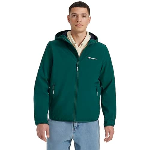 Champion Men's Lightweight Active Soft Shell Jacket With Hood, Rainforest, Large