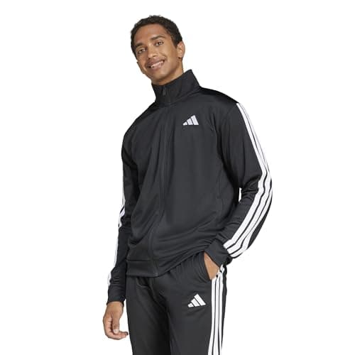 adidas Men's 3-Stripes Tricot Regular Sportswear Track Top, Black, Small/Tall