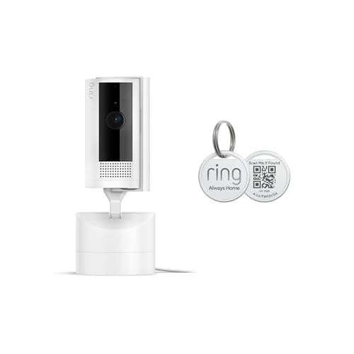 Ring Pan-Tilt Indoor Cam, White with Ring Pet Tag