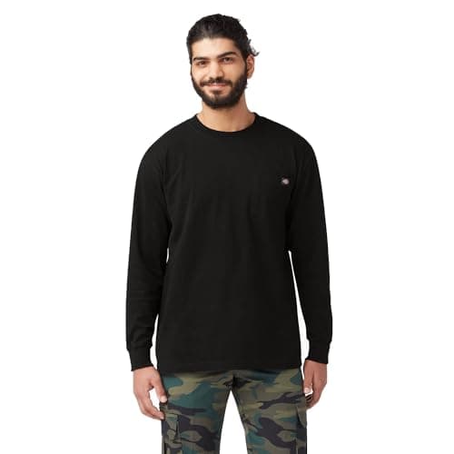 Dickies Men's Long Sleeve Heavyweight Crew Neck, Black, Large