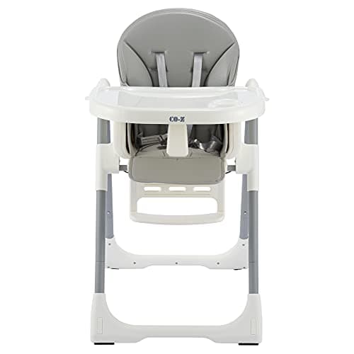 CO-Z Foldable High Chair for Babies and Toddlers, Portable Adjustable Baby Chair with Detachable Leather Cushion, Built-in Rear Wheels