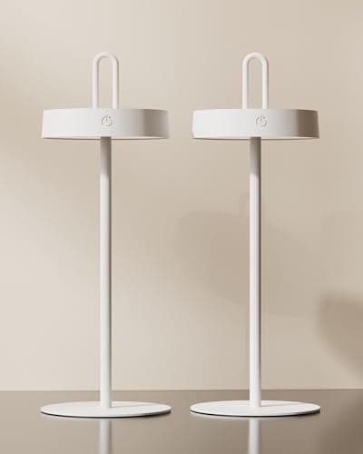 Lightapex 2-Pack Cordless Table Lamps – Portable Rechargeable Bedside Lamps with Stepless Dimming and Touch Control, Modern Nightstand Lamps for Bedroom, Living Room, Patio and Reading（White）