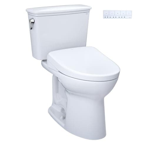 TOTO® Drake® Transitional WASHLET®+ Two-Piece Elongated 1.28 GPF Universal Height TORNADO FLUSH® Toilet and S7 Bidet Seat with Auto Flush, Cotton White - MW7864726CEFGA.10#01