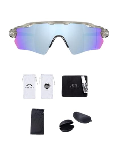 Oakley Radar EV Path OO9208 Shield Sunglasses | Bundle with Cleaning Kit & White Microfiber Bag (Matte Grey Ink/Prizm Deep Water Polarized)