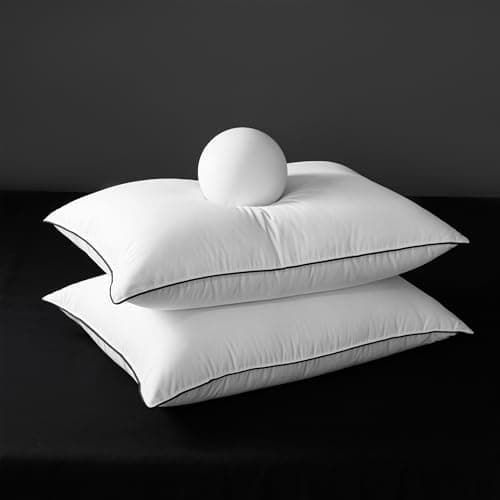 HYVIF Down Bed Pillows Standard Size Set of 2, Luxurious Hotel Pillow for Back,Stomach and Side Sleepers,Downproof, Soft, Fluffy, Breathable Cotton Blend Shell (Off White, Queen (Pack of 2))