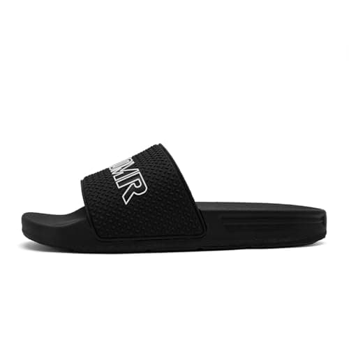 Subbxre Men's Open Toe Slide Sandals Orthotic Arch Support Comfortable Sport Sandals Outdoor & Indoor Thick Sole Shower Slippers Non Slip Rubber Soles（C593-Black-7）