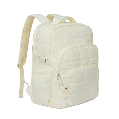 CLUCI Wrinkle-Resistant Laptop Backpack for Women, 17.3 Inch Anti Theft Travel Backpack, Puffer Quilted Work Backpack, Water Resistant College Bookbag with RFID