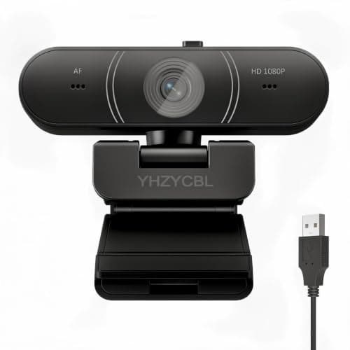 YHZYCBL 1080P Full HD Webcam, AF Auto Light Correction, Dual-Digit Microphone, Privacy Cover, Noise 360° Rotatable, Plug & Play USB Webcams