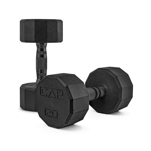 CAP Barbell 12-Sided Coated Dumbbell with Black Handle, Pair, 20 LB