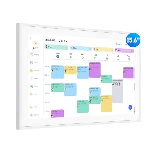 Digital Calendar, 15.6 Inch Wall Planner Electronic Calendar & Chore Chart, Smart Touchscreen Interactive Display for Family Schedules, Great for Organizing Your Routines, Wall & Desk Mountable