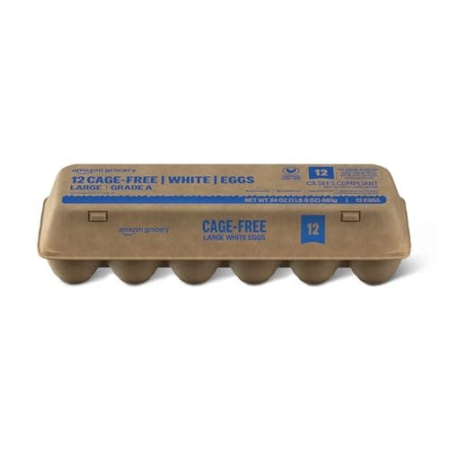 Amazon Grocery, Cage-Free Large White Eggs, Grade A, 12 Ct