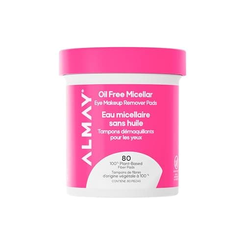 Almay Oil Free Micellar Eye Makeup Remover Pads, Gentle & Hypoallergenic, Fragrance-Free, Ophthalmologist Tested, Suitable for Sensitive Eyes, 80 count(Packaging May Vary)