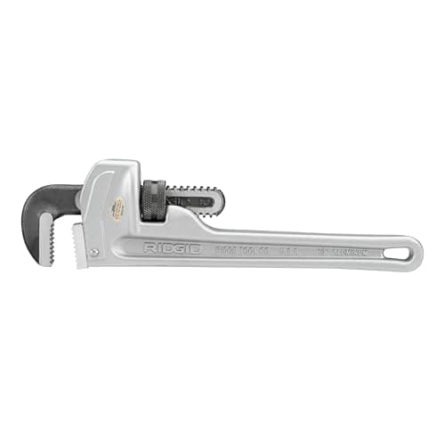 RIDGID 31090 Aluminum Straight Pipe Wrench, 10" Sturdy Plumbing Wrench with Self Cleaning Threads and Hook Jaws