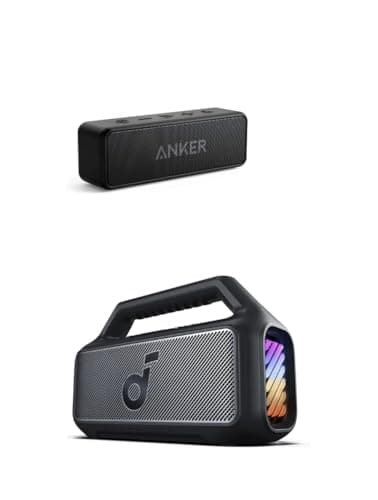 Anker Soundcore 2 & Soundcore Boom 2 Outdoor Speaker, 80W, Subwoofer, BassUp 2.0, 24H Playtime, IPX7 Waterproof, Floatable, RGB Lights, USB-C, Custom EQ, Bluetooth 5.3, Portable for Outdoors, Camping