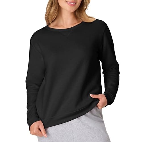 Hanes Women's EcoSmart Crewneck Sweatshirt, Ebony, Large