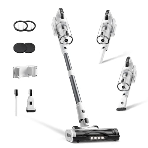 Cordless Vacuum Cleaner, Upgraded 650W 55KPa 70Mins Runtime Stick Vacuum Cordless, Self-Standing Lightweight Vacuum Cleaners for Home with LED Headlight Touch Screen, for Pet Hair/Carpet/Floor
