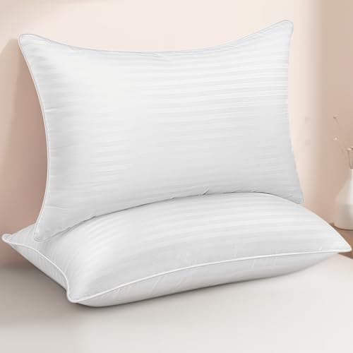 HEYCUZI Queen Size Bed Pillows Set of 2 - Breathable Premium Down Alternative Sleeping Pillows for Side, Back, and Stomach Sleepers Fluffy Hotel Quality Soft Microfiber Fill Cooling Skin-Friendly