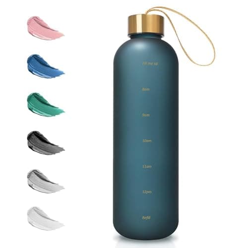Opard 32oz Motivational Water Bottle with Time Marker to Drink, Reusable Plastic Bottle with BPA Free Tritan for Gym and Sports