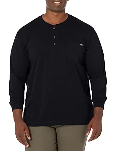 Dickies Mens Big-Tall Long-Sleeve Heavyweight Henley Shirts, Black, Large Tall US