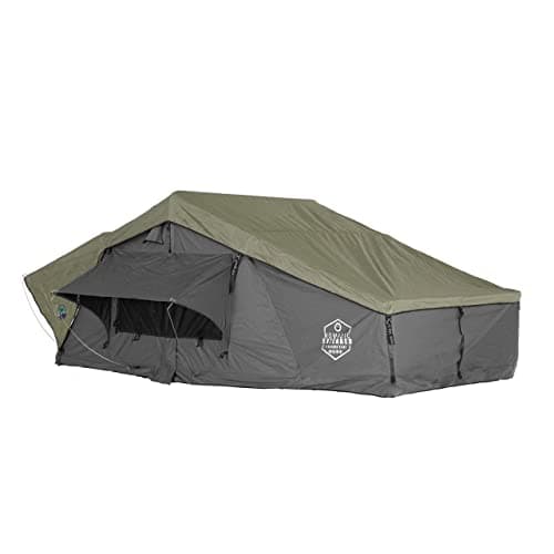 Overland Vehicle Systems Nomadic 2 Extended RoofTop Tent RTT Dark Gray Base W/Green Rain Fly & Black Travel Cover Universal