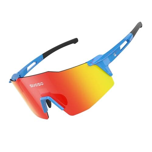 suoso Sports Cycling Sunglasses for Men: Lightweight UV Protection Polarized Sun Glasses for Youth Baseball Softball Running