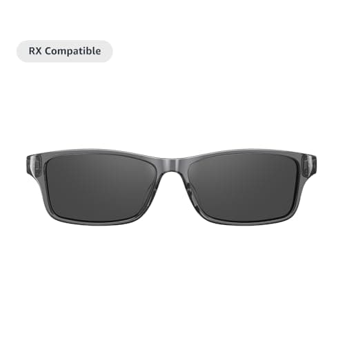 Amazon Echo Frames (newest model), Smart glasses, Designed for Alexa+, Modern Rectangle frames in Charcoal Gray with polarized sunglass lenses