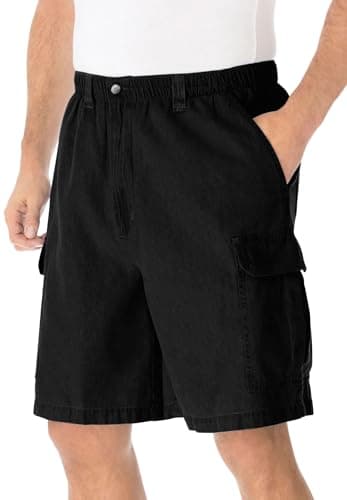 KingSize Men's Big & Tall Knockarounds 8" Full-Elastic Cargo Shorts - XL, Black