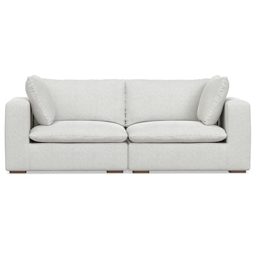 SIMPLIHOME Jasmine 2-Seater Modular Sofa in Performance Fabric, Cloud Grey, 88-inches Wide, Handcrafted Contemporary-Style Loveseat Sofa for Living Room