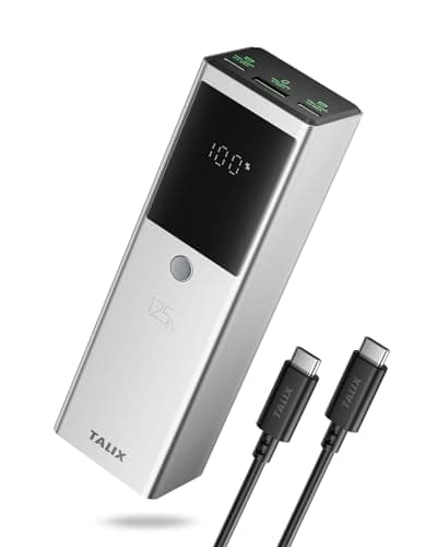 TALIX 125W Power Bank, 12800mAh Portable Laptop Charger with 240W USB-C Cable and 3-Port, PD Fast Charging Battery Pack for Laptop/Lenovo/Dell/MacBook/iPhone 17/Moto/Samsung S26, TSA Approved
