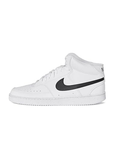Nike Men's Court Vision Mid Next Nature Shoes, White/Black-White, 14