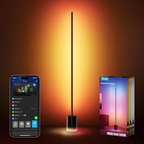 Govee Floor Lamp 2 with Matter, RGBIC, Warm Cool White LED, Alexa Compatible, 1725lm, Music Sync, Scene Modes, Smart Floor Lamp for Living Room, Bedroom, Black(1 Pack)