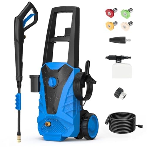 NEWBULIG Pressure Washer, Washer with 5 Quick Connect Nozzles, Pressure Cleaning Machine with Foam Cannon for Fences Driveways Patios Home Cleaning