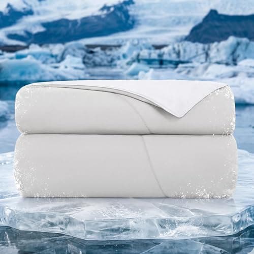 Topcee Cooling Comforter Queen Size - 90"x90" Cooling Blanket for Hot Sleepers Menopause Q-max 0.45 Double-Sided Cooling Design Everlasting Cold Touch Summer Ice Blanket for Night Sweats Athletes