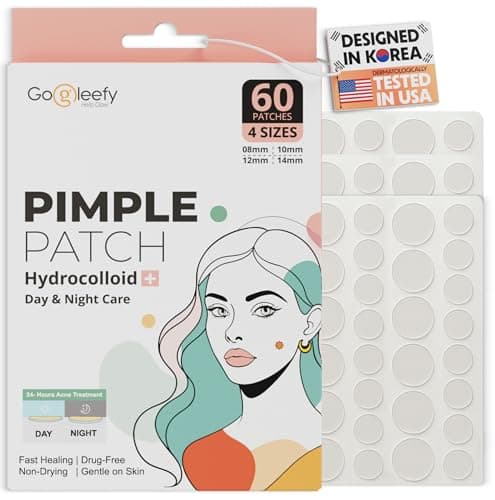 GoGleefy Pimple Patches for Face – Day & Night Acne Patches for Fast Healing, Skin Clarity – Invisible Hydrocolloid Patches, Waterproof Spot Treatment – All Skin Types Zit Patches of 60/120/180